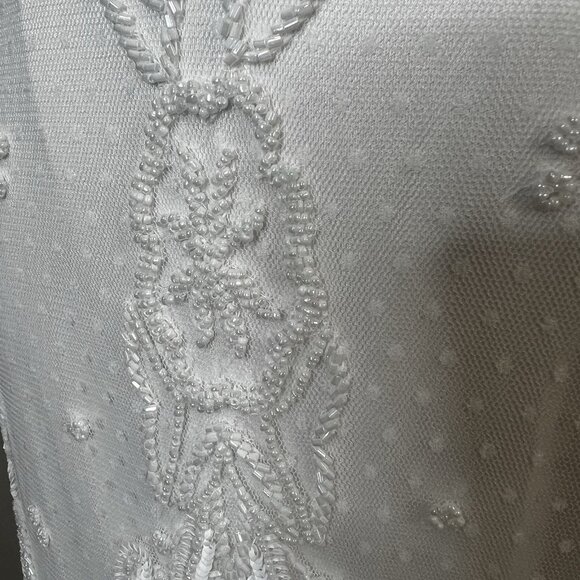 LULUS Wedding Dress Medium Passionate Romance White Beaded Sequin Mermaid Maxi - Picture 4 of 12